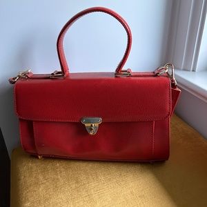 Structured Red Leather Handbag